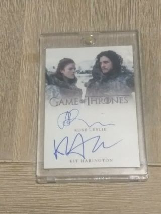 Game Of Thrones Kit Harington Jon Snow Rose Leslie Ygritte Autographed Card ‘14