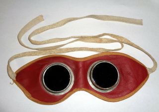 Vintage Antique Leather Motorcycle Aviator Race Car Goggles W/tinted Lenses