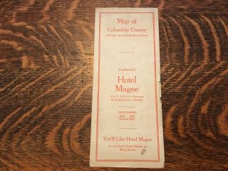 Hotel Magee,  Bloomsburg Pa.  Vintage Advertising Map Folder,  Circa 1920