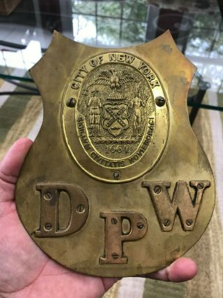 Early York Department Of Public N.  Y.  State Seal Brass Wall Sign