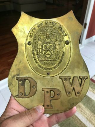 Early York Department of Public N.  Y.  State Seal Brass Wall Sign 2