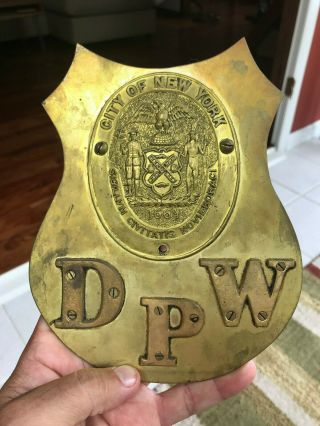 Early York Department of Public N.  Y.  State Seal Brass Wall Sign 5