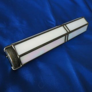 Vintage White Opalescent Stained Glass Kaleidoscope 8.  75 " Length
