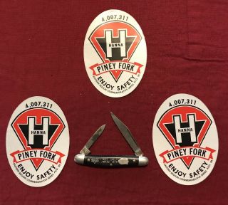 Consol Piney Fork 3 Coal Mining 1985 Stickers & 1 1975 Safety Award Pin Knife