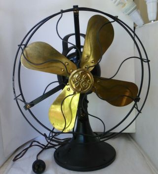 Vtg 12 " Brass Blade Ge General Electric 75423 Aou Fan But Not Oscillating