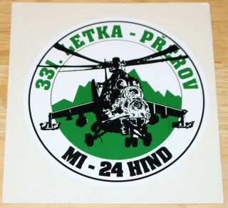 Old Czech Air Force 331 Letka Mil Mi - 24 Hind Helicopter Prerov Air Base Sticker