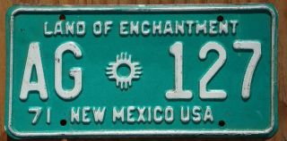 1971 Mexico License Plate Ag - 127