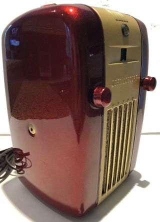 Vintage 1945 Westinghouse ART DECO RETRO RED METAL SPECK RADIO H - 125 2