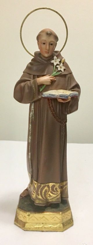 Vintage St.  Anthony Of Padua Statue Glass Eyes Spain 12 "