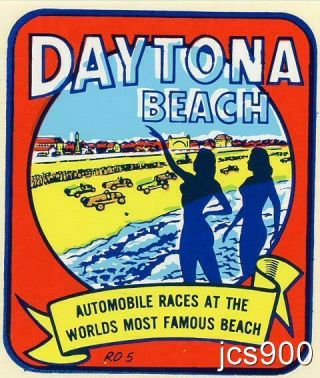 Vintage Daytona Beach Florida Nascar Auto Car Racing Souvenir Travel Water Deca