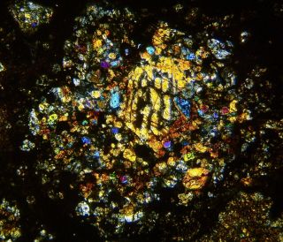 Meteorite NWA 12590 - CV3 Carbonaceous Chondrite - Thin Section microscope slide 5