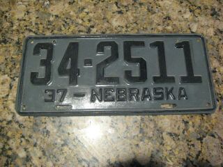 1937 37 Nebraska Ne License Plate Fillmore County 34 - 2511 Repaint Repaint