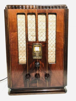 Antique Old 1936 General Electric A - 63 Tombstone Art Deco Vintage Radio Restored