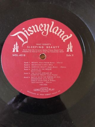 Disney Record Walt Disney ' s Sleeping Beauty WDL - 4018 Good 2