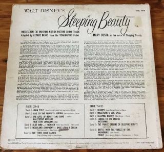 Disney Record Walt Disney ' s Sleeping Beauty WDL - 4018 Good 4
