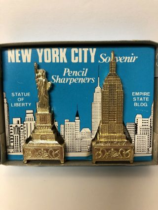 1970s York Souvenir Pencil Sharpeners Statue Of Liberty & Empire State Bldg
