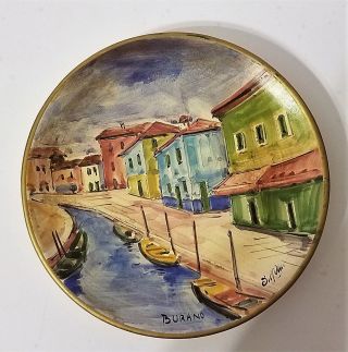 Antique/vintage Souvenir Plate From Burano Venezia Italy Rare