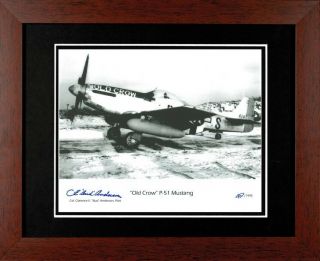 P - 51 Mustang Old Crow Framed WW2 Photo Signed USAF Ace Colonel Bud Anderson 2