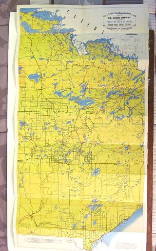 Vintage 1965 Map St Louis County Minnesota Ely Virginia Bwca Resort Guide