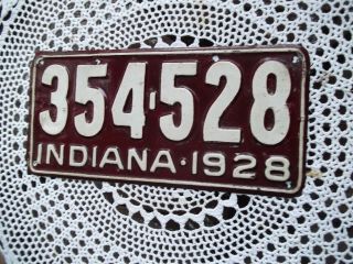 Model A Ford,  Chevy,  Hudson Vintage Indiana 1928 License Plate -