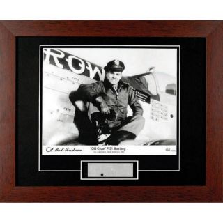 P - 51 Mustang Old Crow Framed Ww2 Photo Signed Usaf Bud Anderson & Metal Skin