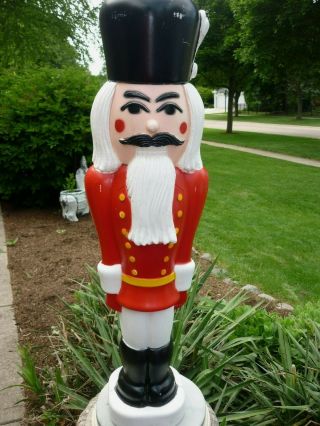 Tpi Red Nutcracker Blow Mold Lighted Tall Plastic Christmas Decor 38 "
