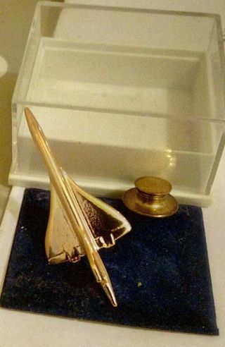 Vintage ' CONCORDE ' 22ct Gold Plated Stud Tie Pin exclusively BRITISH AIRWAYS 3