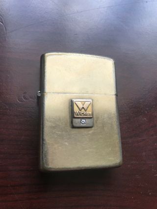 1960’s 10k Gold Filled Zippo Lighter With 14k Emblem And Diamond Wickes