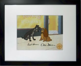 Lady And The Tramp Disney Sericel Cel Signed Frank Thomas Ollie Frame 1988