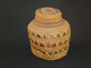 A Northwest Bottleneck Basket With Cover,  Native American Indian,  Circa: 1920
