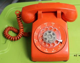Vintage Stromberg Carlson Orange Telephone Rotary Dial 1970s Era