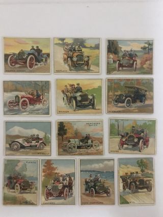 1910 T37 Turkey Red Automobile Series Complete Set Of All 50 Cards