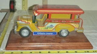 Vtg Metal Philippine Jeepney On Wood Base By Promite