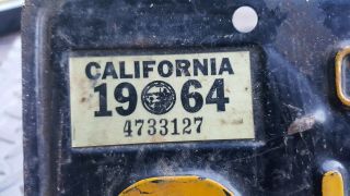 1963/1964 CALIFORNIA CA LICENSE PLATE TAG OIS 441 BLACK AND YELLOW 2