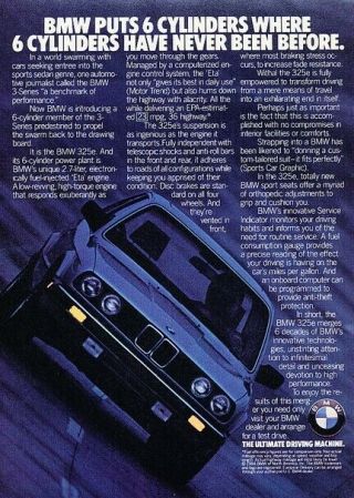 1984 Bmw 325e Advertisement Print Art Car Ad D54