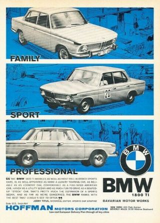 1965 Bmw 1800ti 1800 Race Advertisement Print Art Car Ad Pe27