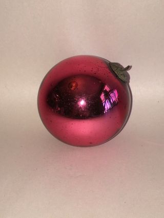 Antique Glass Kugel Christmas Ornament Red