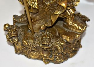 Chinese Guan Yu/ Guan Gong Warlord Statue Feng Shui 11” Brass 8.  5lbs 3