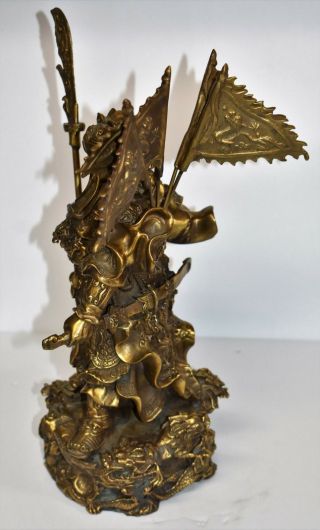 Chinese Guan Yu/ Guan Gong Warlord Statue Feng Shui 11” Brass 8.  5lbs 8