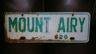 Vintage Mount Airy,  North Carolina City License Plate 628 5