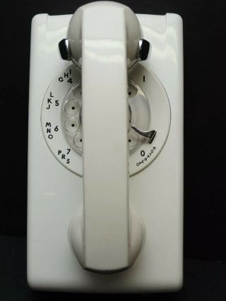Vintage White Western Electric Bell System 554 Bmp Rotary Wall Telephone