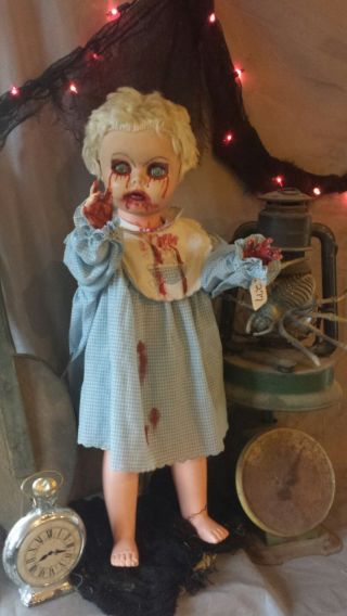 22 " Lg Haunted House Prop Doll Halloween Creepy Baby Horror Antique Zombie Vtg
