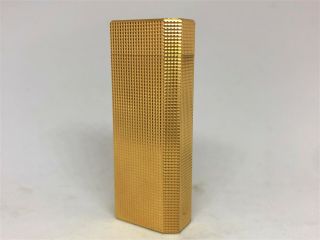 Auth Cartier K18 Gold - Plated Checkered Pattern Pentagon 5 - Sided Lighter Gold