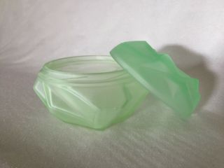 Kopp MODERNISTIC Green Satin Frosted Glass POWDER JAR U.  S. 3