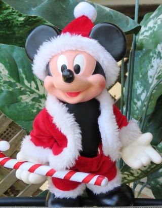 Arco Vintage Disney Mickey Mouse Santa Doll Rubber Jointed 10 " Tall Poseable