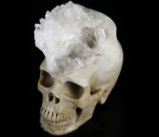 Huge 5.  5 " Quartz Rock Crystal Druse Crystal Skull,  Realistic,  Healing