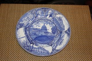 Antique Washington D.  C.  Souvenir Plate Blue Transferware Jonroth England George