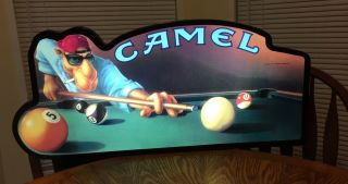 Camel Joe Playing Pool Rare 1992 Lighted Pool Hall Sign Pre - Owned Vintage