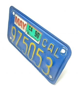 California Motorcycle License Plate.  Blue. 3