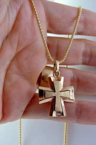 Heavy Solid 14k Yellow Gold Christian Religious Crusaders Cross Pendant 6.  1gm